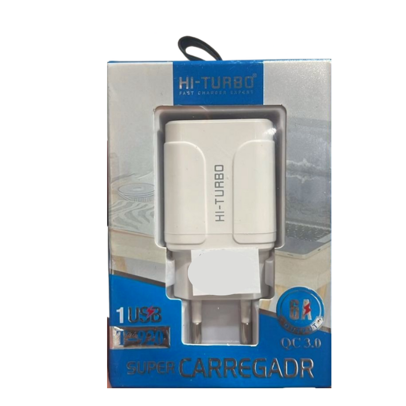 Carregador HI-TURBO QC 3.0 Super Rápido - 1 Porta USB