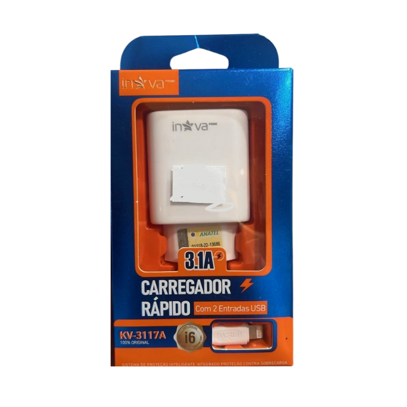 Carregador Rápido Inova - 3.1A com 2 Entradas USB