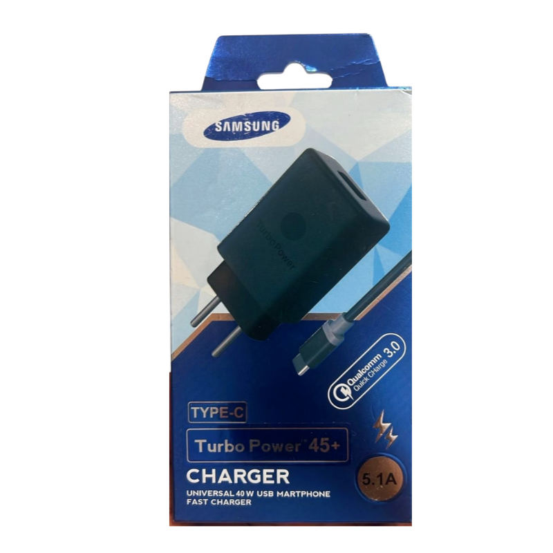 Carregador Turbo Samsung 45+ - Tipo C com Tecnologia Qualcomm Quick Charge 3.0