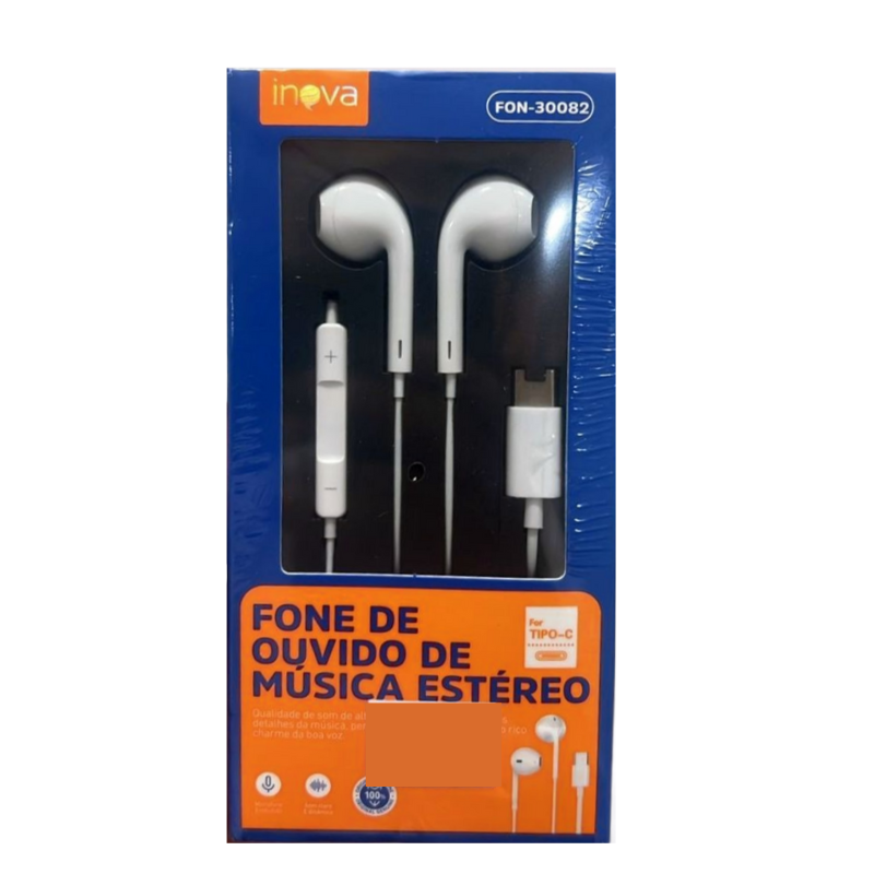 Fone de Ouvido Tipo-C Música Estéreo